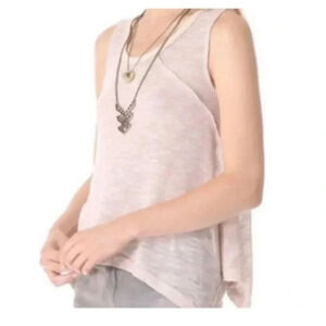 Free People WTF knit sweater tank top cream handkerchief raw hem Size XS